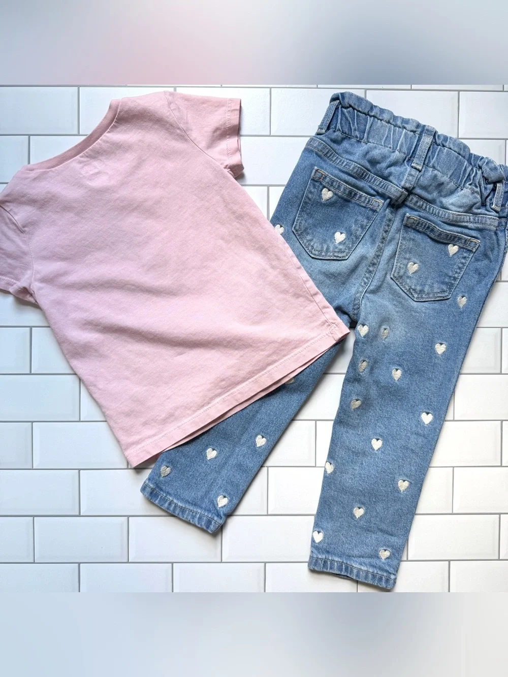 💗18-24M🇫🇷 GAP Girls j’adore Paris Eiffel Tower Tee & Embroidered Heart Jeans